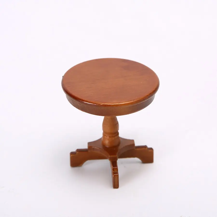 1pc 1:12 Dollhouse Mini Furniture Model, Wooden Miniature Furniture, Tea Table, Square Round Walnut Color, Dollhouse, Cute Small Coffee Table, Gift