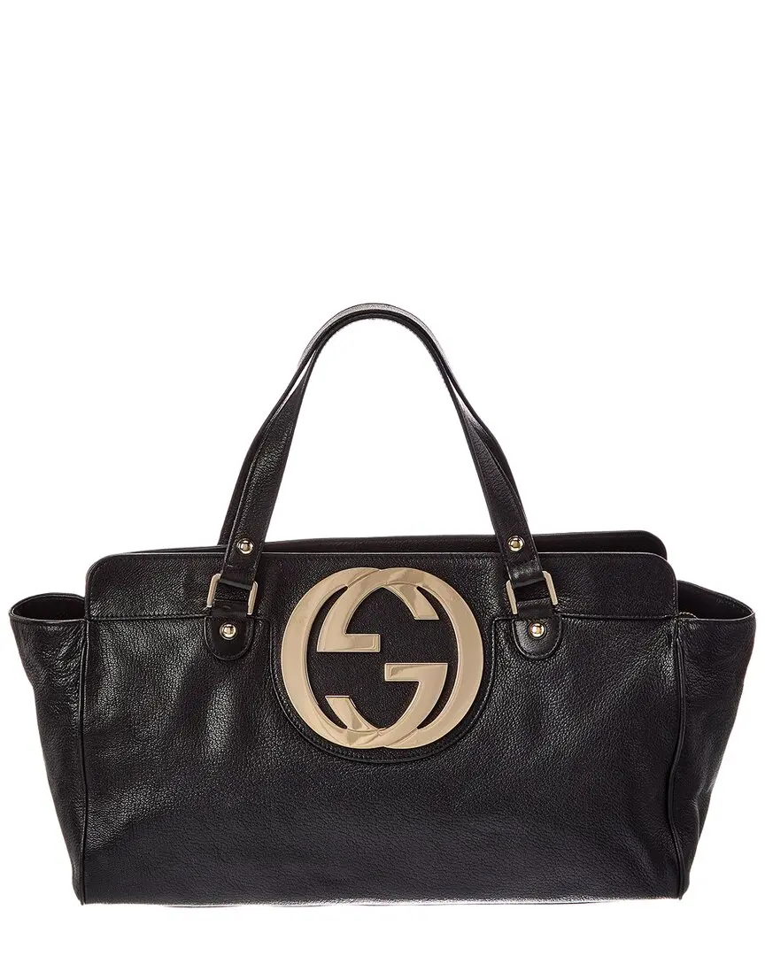Gucci Black Leather Interlocking GG Shoulder Bag (Authentic Pre-Loved)