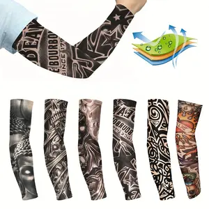 6pcs Set Tattoo Arm Sleeves, Summer Sun Protection Outdoor Sports Arm Sleeves
