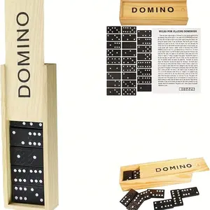 28-Piece Dominoes Game Set, Fun Tabletop Dominoes Toy for Outdoor Camping & Travel, Wooden Box Domino Tiles, Perfect for Christmas Halloween Easter Parties, Tabletop Games