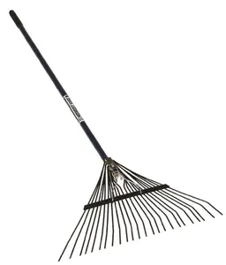 212 MAIN S400 Heavy Duty Lawn Rake - 24-Tine Steel Head, 54 in. Extra Length Fiberglass Handle with 6 in. Vinyl Grip, Single Bolt Design, Spring Brace, for Personal Use