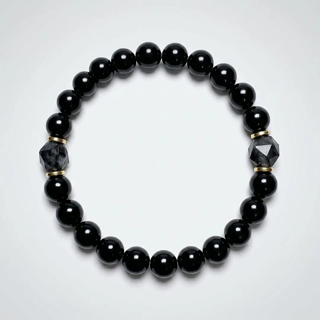 Men's Natural Black Obsidian-Black Tourmaline Protection Bracelet, Energy Grounding Crystal Beaded Jewelry, Father's Day Gifts, Spiritual Items, Bracelets, Men's Accessories, Male, Protective