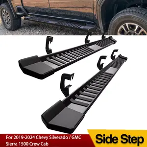 OEDRO 6 Inches Running Boards Compatible with 2019-2024 Chevrolet Silverado GMC Sierra 1500 & 2020-2024 2500HD 3500HD Crew Cab Side Steps Textured Black Nerf Bars(Excl. 2019 1500 LD)