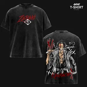 Kenpachi Zaraki - Bleach Anime T-Shirt, Vintage Washed Graphic Tee, Oversized Streetwear Fit, Unisex Casual Top, Gift for Anime Fans