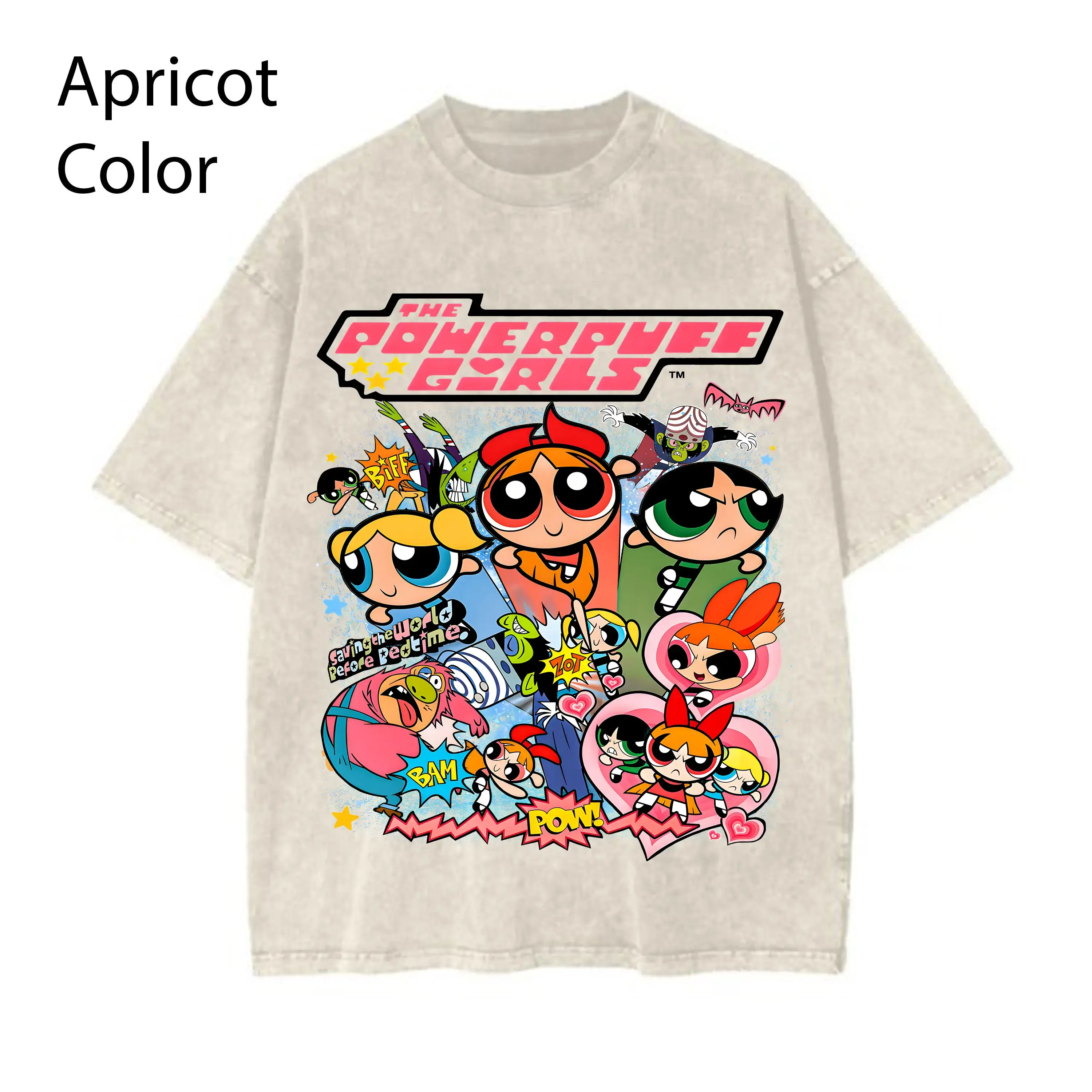 #Powerpuff Girls Vintage T-shirt, Aesthetic Graphic Tee Shirts, Cute Retro Cartoon, Baddie Bubblegum Girl, Top Women's Streetwear Y2k Oversize Sweatshirt