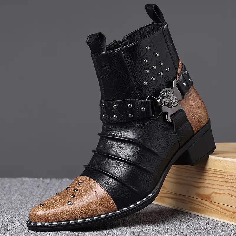 Men's Classic Chelsea Boots, Slip-on PU Leather Mid Calf Dress Shoes for Business, Wedding - All Season, Waterproof