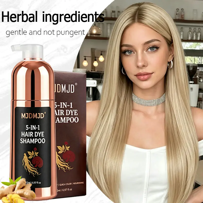 Electroplated Blonde Brown Hair Dye Shampoo 5-in-1, Natural Hair Coloring & Gray Coverage, Herbal Semi-Permanent Hair Color for Women & Men, Nourishing Hair Care, Easy At-Home Use, 200ml