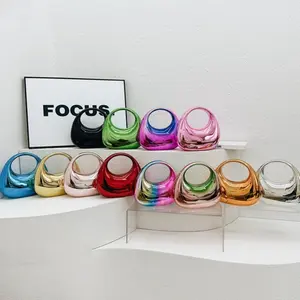 2026 Spring-Summer Trendy Metallic Acrylic Oval Bag, High-End Shiny Finish Mini Purse, Statement Top-Handle Handbag for Party, Daily Use
