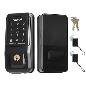 VEVOR Matte Black Keyless Entry Electronic Deadbolt - Apartment & Office Door Locks, Touchpad Access, IC Card Compatibility, Customizable User Codes, Keyed Backup, 5s Auto Lock, 20s Anti-Peeking Password, Backlit, Easy Home Installation