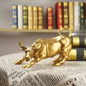 Wall Street Bull Resin Sculpture, Feng Shui Wealth Symbol, Lucky Money Attraction, Office Desk Decor, Office Desktop Ornament, Inspirational Gift for Bosses and Entrepreneurs