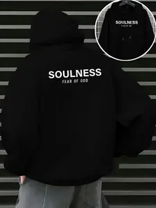 Men's Long Sleeve Hooded Sweatshirt, Hoodie Sweatshirt, Vintage Fashion Drawstring Design, Trendy Clothing, Casual Wear, Comfortable and Stylish