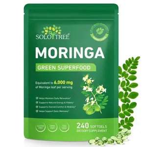 Moringa Capsules 240 Count - 6000 mg Moringa Leaf Extract Oil Softgels - Natural Green Superfood Supplement, Rich in Antioxidants - Supports Energy, Skin, Bone, Joint, Immune & Gut Health