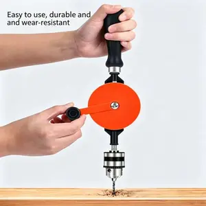 1/4 Inch and 3/8 Inch Multi-Functional Hand Crank Drill, Wood Plastic Dual Gear Hole Puncher, Clamping Range 0.6-10mm, Manual Drilling Tool