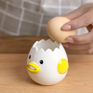 Cute Egg Separator, Ceramics Vomiting ChickenEgg Yolk White Separator, Practical Household Small EggFilter Splitter, Kitchen Gadget Baking Assistant ToolDishwasher Safe (Yellow) Kitchenware Cooking Utensils Home ekko beaters Home decorations