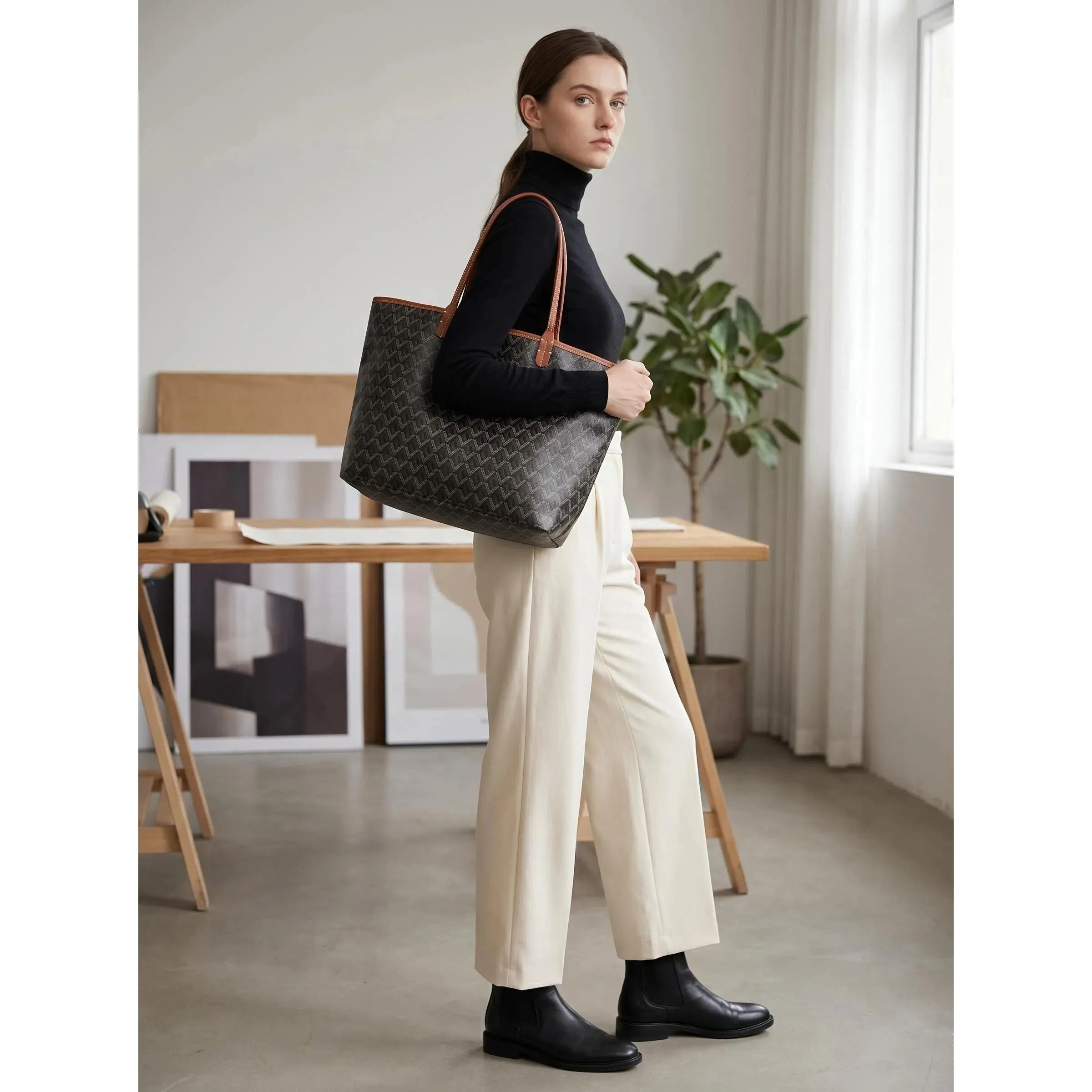 one shoulder handbag large capacity shoulder Shopping bag tote bag, Small Medium Large Sizes Women's Fashion New Simple Tote Bag Set, Premium  little bag  PU Leather Tote Bag Mummy tote Bag double sides leather mini