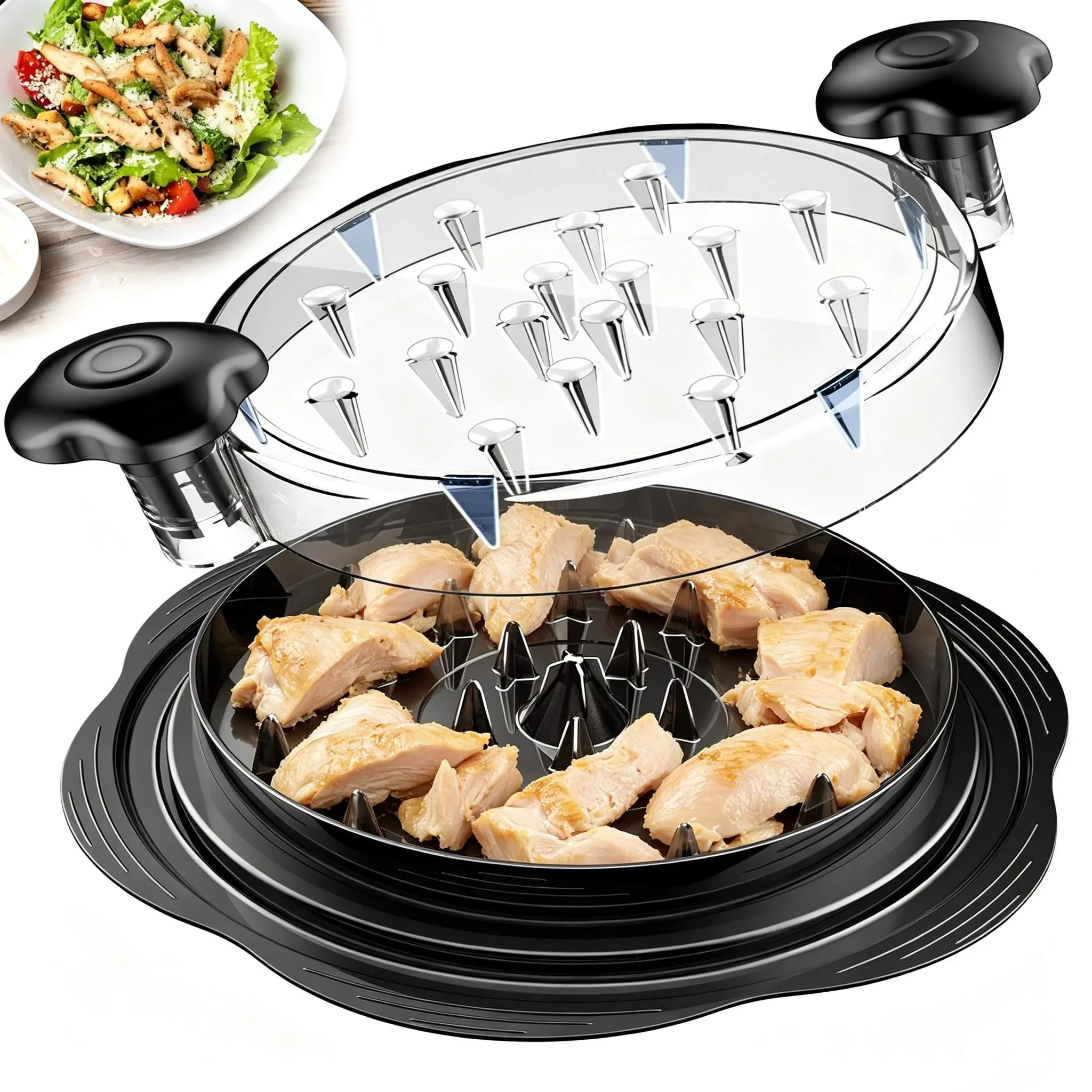 Ergonomic Handle Large Chicken Shredder with Clear Visible Chamber, Anti-Slip Strip Structure Twist Meat Shredder, Efficient Tool for Processing Chicken Breast