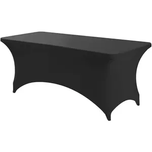 6 Feet Spandex Table Cover for Folding Tables, 183x76x76cm Elastic Cover for Massage Beds, Table Cover for Weddings, Banquets, Parties Washable, Non-Wrinkle(Black)