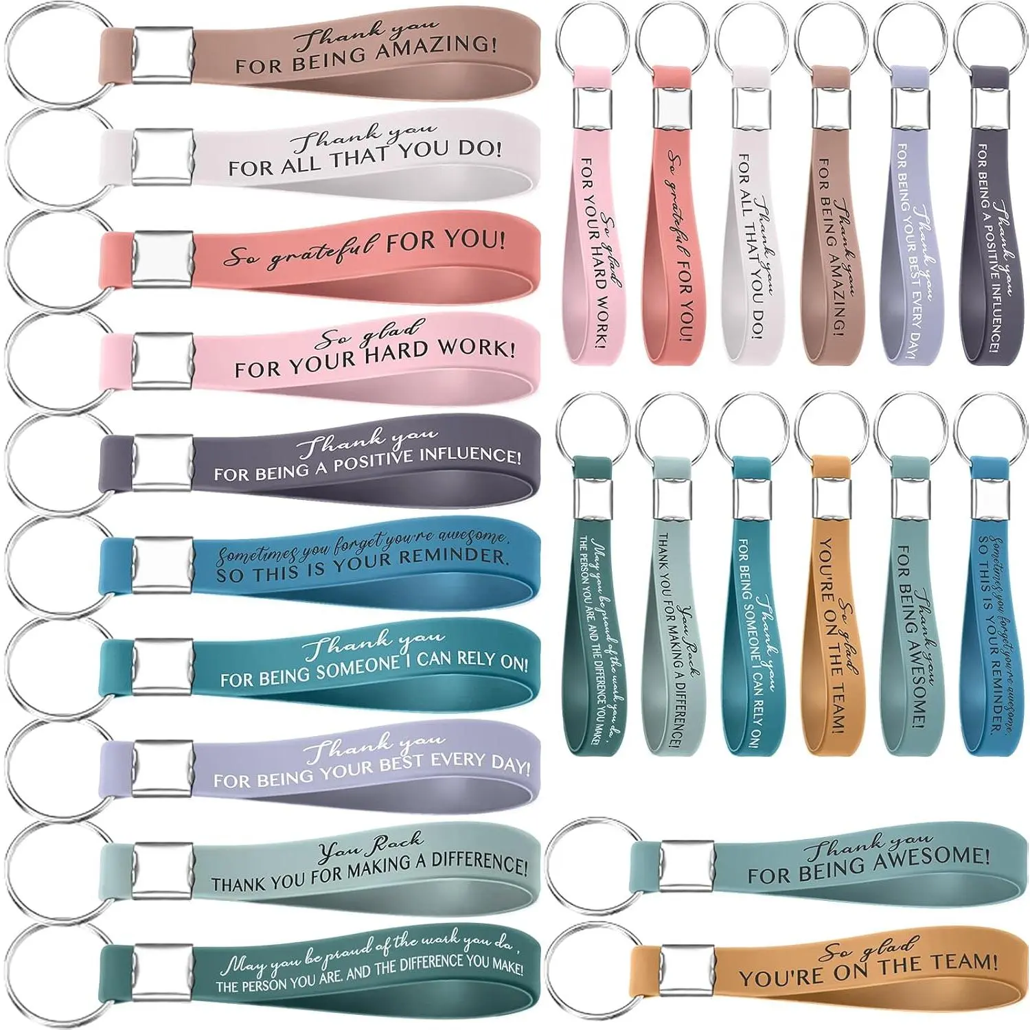 36-Pack Assorted Print Appreciation Keychains - Bulk Pack Key Tag, Unisex Adult Gift Giving Items, Thank You Mini Keyrings for Coworkers, Party Bag Additions, Home & Festive Supplies