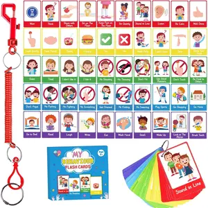 50 count  Behaviour Communication Cards for Speech Delay  and Adults Special Needs Visual Aid Language Learning Cue Cards Special Ed Feelings Emotions Flash Cards for  Communication