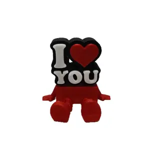 Modern 3D Printed LOVE Figurine with Red Heart Niche Decoration