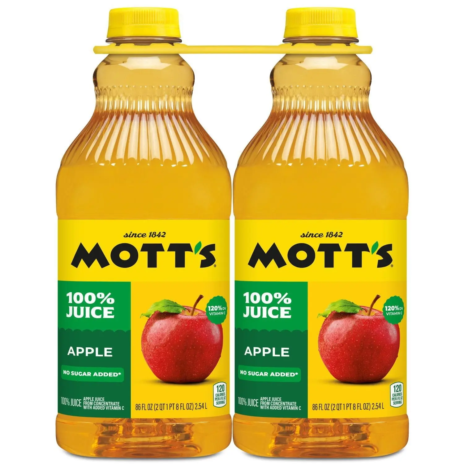 Mott's 100% Apple Juice, 86 fl oz Bottles, 2 Pack, Ready-to-Drink Family Size Fruit Juice