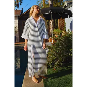 Stripe Print Rugby Midi Dress