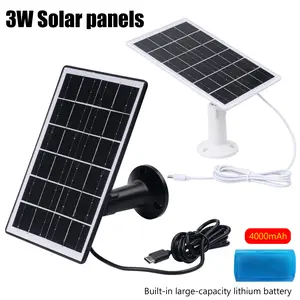 3W solar charging panel with 4000mAh built-in battery - solar USB-C/USB charging station, portable solar charger, suitable for cameras, mobile phones, doorbells - monocrystalline silicon photovoltaic unit outdoor solar panel,