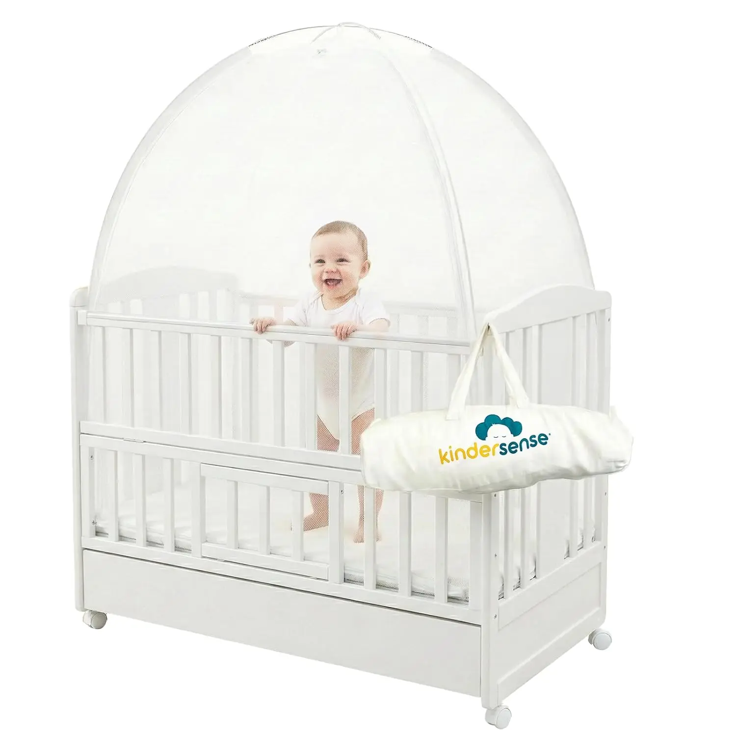 Baby Safety Crib Tent Premium Toddler Crib Topper Prevent Climbing Out See Through Mesh Crib Net Mosquito Net Pop Up Crib Tent Canopy