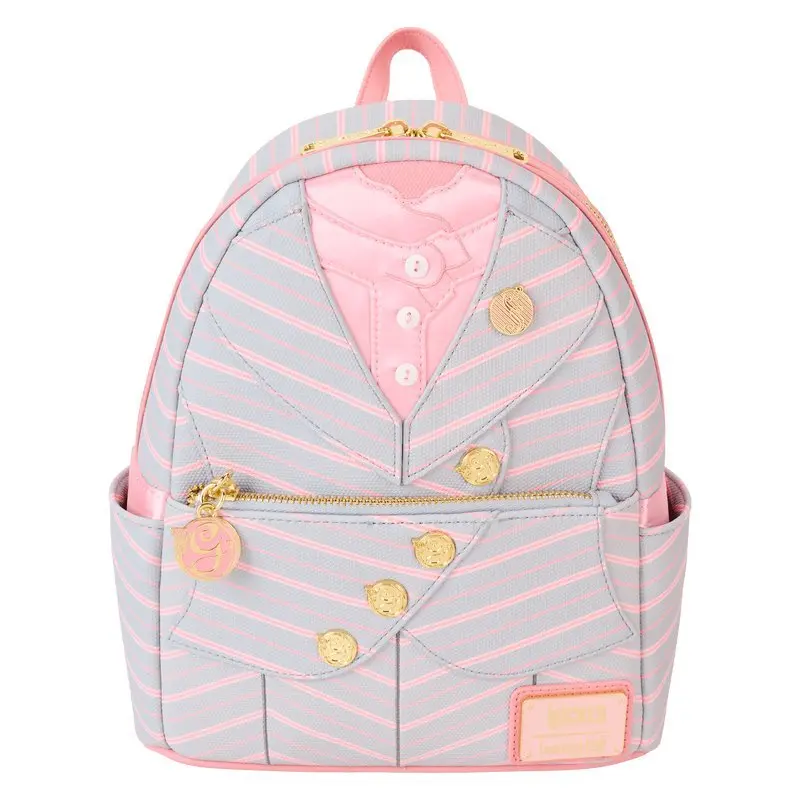 Loungefly Universal Wicked Glinda Mini Backpack, Shiz University Uniform Cosplay Faux Leather Purse with Gold Foil Applique, Loungefly Backpack, Mini Backpack Purse