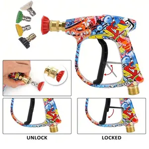 Pressure Washer Spray Gun M22-14 Max 3000 PSI with 1/4" Quick Connector Snow Foam Lance & 5 Spray Tips & Clip Nozzle Holder, Compatible for Car, Garden Cleaning, Car Wash Sprayer