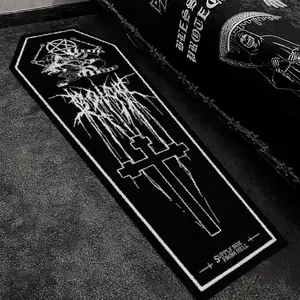 Halloween Coffin Shaped Carpet, Soft Non-Slip Long Strip Rug, Unique Home Decor for Bedroom Living Room Hallway Closet