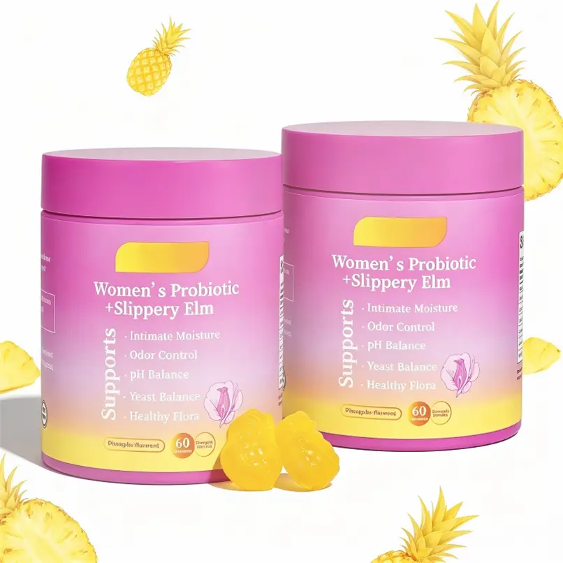 Her Juicy Feminine Probiotics Gummies- All in One Solution with Slippery Elm and Prebiotics&Lactobacillus Probiotic Blend for Women's pH Balance and Dryness - Hawaiian Pineapple Gummies 60 Counts Women's Probiotics