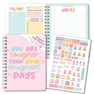 2026 Aesthetic Daily Planner for Women  Undated, Spiral, Stickers Included | Stay Organized & Productive