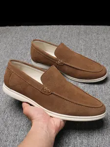 Men Leather Fabric Low-Top Flat Shoes Comfortable Spring Autumn Leisure Loafer Men Leather Fabric Low-Top Flat Shoes Comfortable Spring Autumn Leisure Loafer