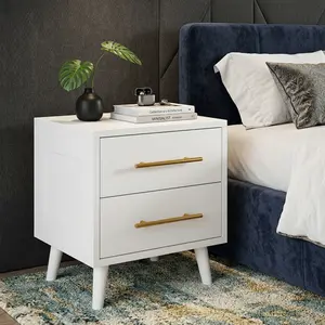 Modern Nightstand Bedside Table, Christmas Decor Side End Table For Bedroom With 2 Drawers, Stylish Storage Night Stand For Holiday Home Decor