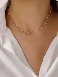 Faux Pearl Decorated Fashion Necklace As Gifts for Girlfriend, 2024 Fall/Summer Women Elegant Chain Necklace Jewelry for Party, Daily Clothing Decor, Women Accessories