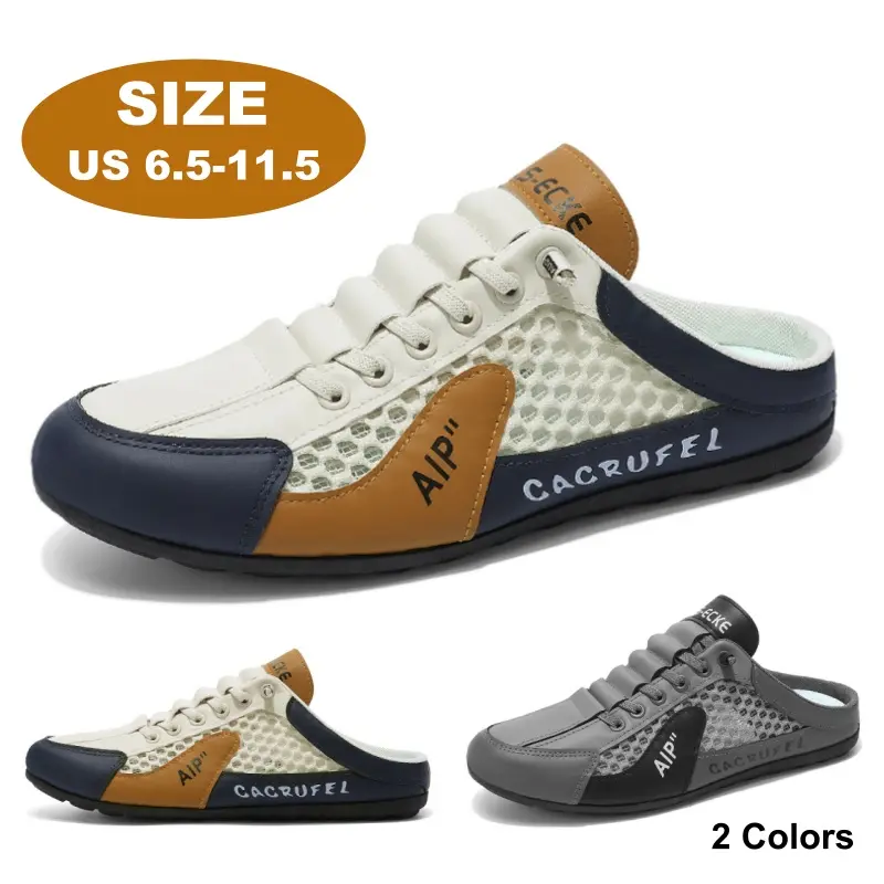 Men's Minimalist Closed-Toe Slip-On Loafers - PU Leather, Synthetic, PVC Sole, Round Toe, Mesh Breathable, Lightweight, Letter Print, Summer Daily Wear, Indoor/Outdoor EVA Boarding Shoes, Casual Soft Clogs