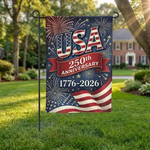 USA 250th Anniversary Garden Flag, 1776-2026 Patriotic Outdoor Decor, American Semiquincentennial Yard Banner, Fireworks & Flag Design