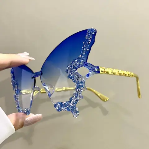 Women's Rhinestone Decorated Butterfly Frame Glasses, Decorative Glasses, Trendy Casual Oversized Glasses for Everyday Use, Disco Glasses, Casual Eyeglasses, Trendy Frames, Fashion Glasses, Rhinestone Decorated Eyewear, Trending Glasses