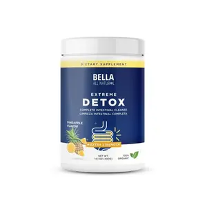 Dietary Supplement: Bella All-Natural Extreme Detox Complete Intestinal Cleanse - Pineapple Flavor, Extra Strength. Net Weight: 14.1 oz (400g). 100% Organic