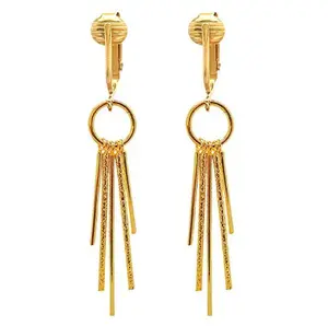 Gold Modern Drops Clip On Dangling Earrings