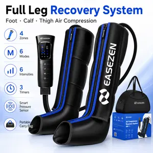 EASEZEN Leg Compression Massager Boots, 4-Zone Air Compression Recovery System for Foot Calf Thigh, Smart Pressure Sensor, 6 Modes 6 Intensities 3 Timers, Portable Leg Massager for Men Women