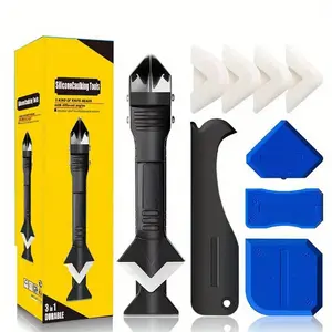 Silicone Caulking Tool Kit, 5-in-1 Hand Tools Kits with Replaceable Pads for Sealant Work, Durable Plastic Ensures Long-Term Use