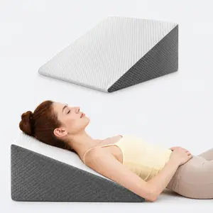 Wedge Pillow for Sleep Apnea, Bed Wedge Pillow for Headboard, Triangle Wedge Pillow for Acid Reflux, After Surgery, Snoring, Cooling Memory Foam Top, Removable Cover, 24x24x12Inch