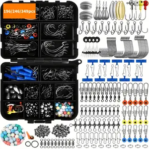 Takami Fishing Gear Set, 196-349 Pieces, Lead Material, Mixed Colors, Ideal for Holidays, Includes Hooks, Sinkers, Swivels, Tackle Kit