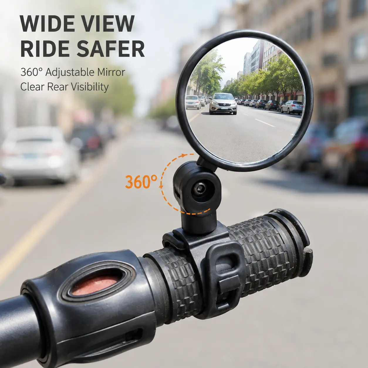 2 Counts, Bicycle Handlebar Convex Rearview Mirror, Multi-angle Adjustable Shatter Resistant Clear Mirror Fits 1.5-3cm Diameter Bike Handlebars