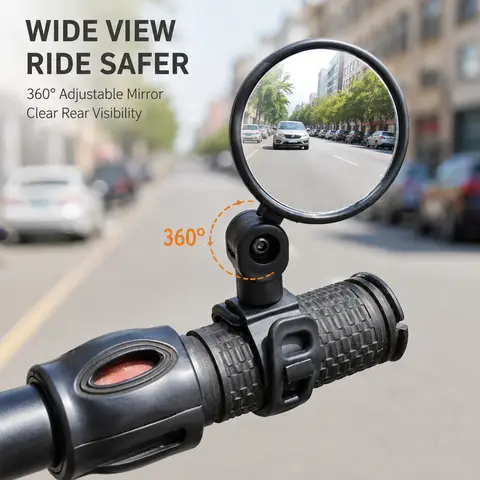 2 Counts, Bicycle Handlebar Convex Rearview Mirror, Multi-angle Adjustable Shatter Resistant Clear Mirror Fits 1.5-3cm Diameter Bike Handlebars