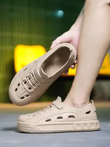 Men's Casual Plain Color Slip on Sandals, New Style Non-slip Beach Sandals, Outdoor Beach Sandals for Fishing, Boy