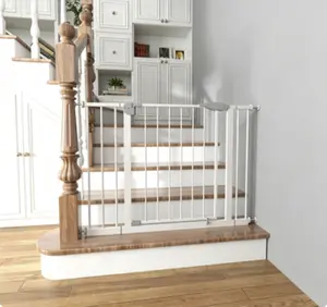 Extra Wide Pet Gate for Stairs & Doorways, Pressure Mounted Design, No Drilling Needed, Easy Walk Through Structure, Sturdy Indoor Dog Gate for Home Space Management