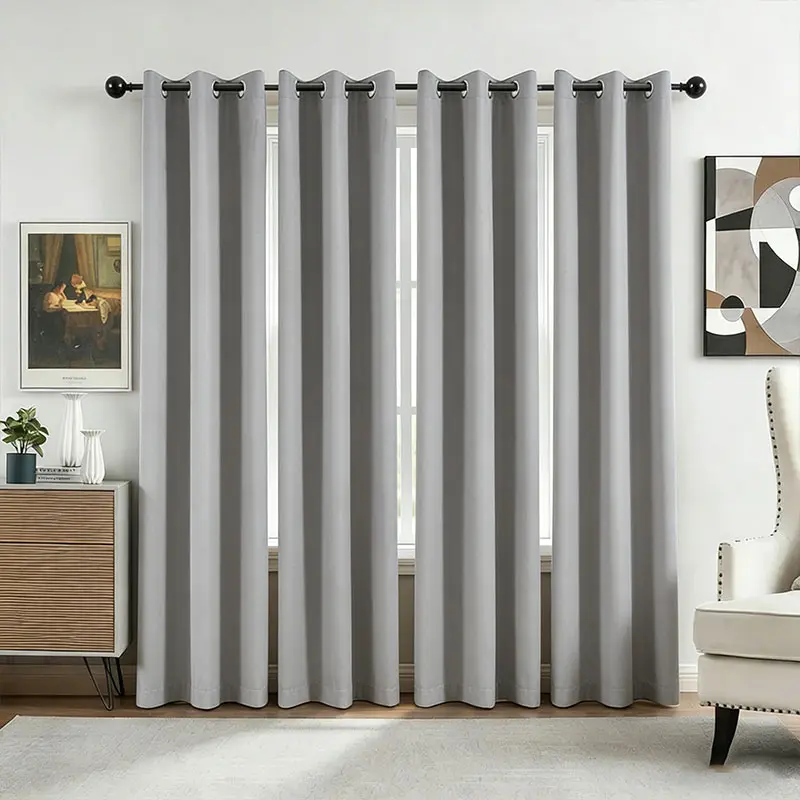 4-Piece Solid Blackout Curtains, Magnetic Suction Clip Compatible, Wrinkle Resistant, Breathable, Noise & Heat Insulation, Privacy Focus, Multi-Sizes, Balcony & Living Room Use, All-Season Household Textiles, Drapes